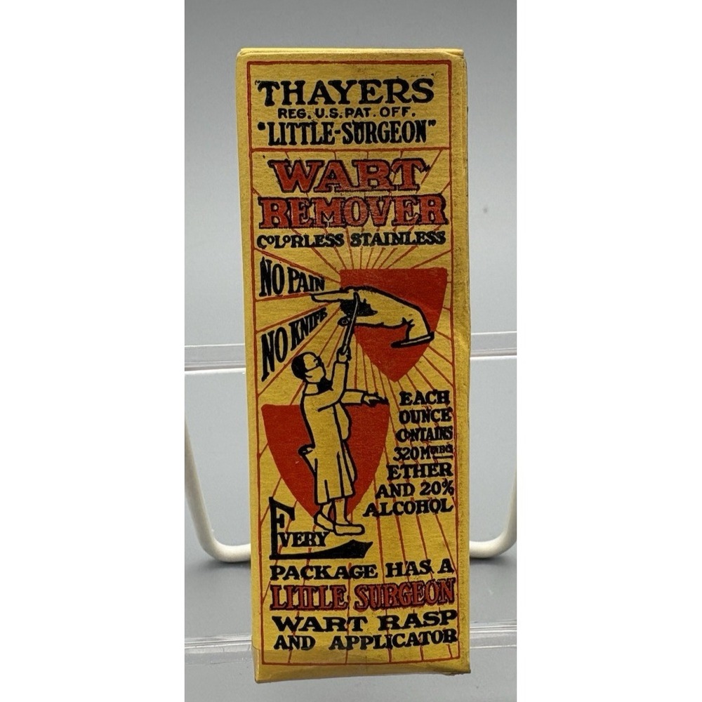 Vintage drug store advertising Thayers Little Surgeon Wart Remover NOS box 1930s